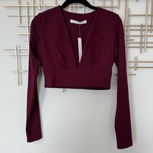 susana monaco vneck long sleeve crop top